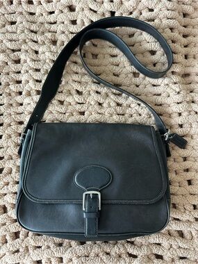 Vintage Coach Black Leather Hampton Crossbody